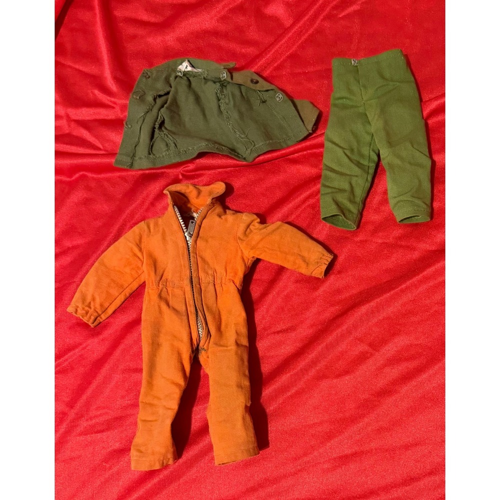 Vintage GI '60 Joe Hasbro Clothes Lot Orange Flight Suit Green Field Jacket Pant